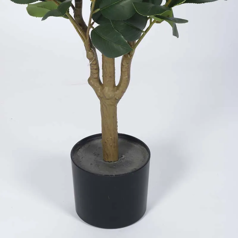 Faux Lush Mini Camellia Plant With Black Plastic Pot - Yellow & Green- 3.1 Feet media 6