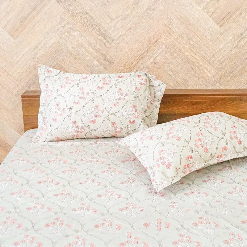 Rajsi Floral Cotton Bedsheet (Grey) - 200 TC media 4