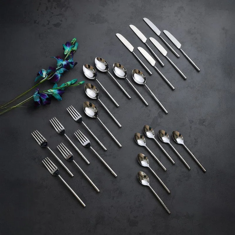 Lunaro Stainless Steel Cutlery Set (Silver) - Twenty Four Piece Set media 1