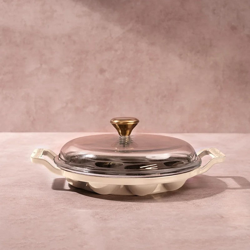 Cumin Co Enamel Cast Iron Paniyaram Pan - White media 6