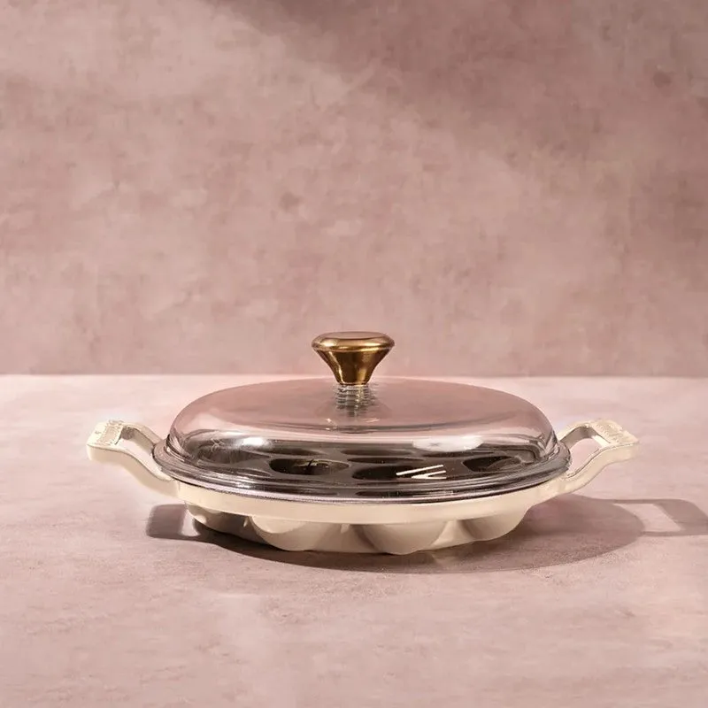 Cumin Co Enamel Cast Iron Paniyaram Pan - White - 6