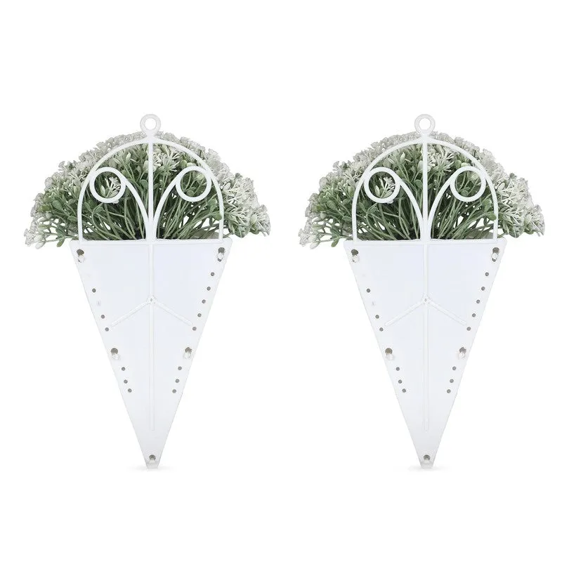Artificial Flowers (White) with Pot - Set Of Two media 4