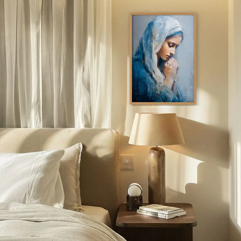 Prayerful Grace Archival Paper Wall Painting With Brown Frame media 4