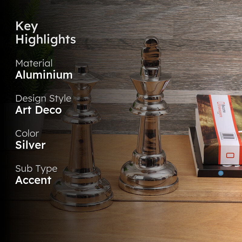 Chess Charm King Showpiece (Silver) - Set Of Two media 2