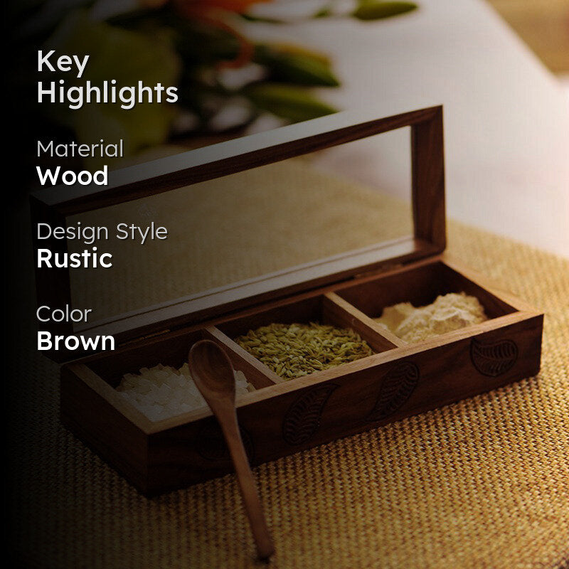 Nuo Sheesham Wood Spice Box media 2