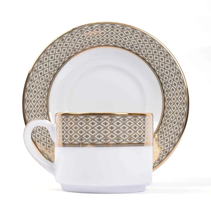 Jewel Cream 24k Gold Brushed Porcelain Tea Cup & Saucer (280 mL) - Set of Six media 8