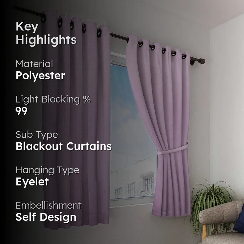 Aurelin Solid Curtains (Pink) - Set Of Two media 2