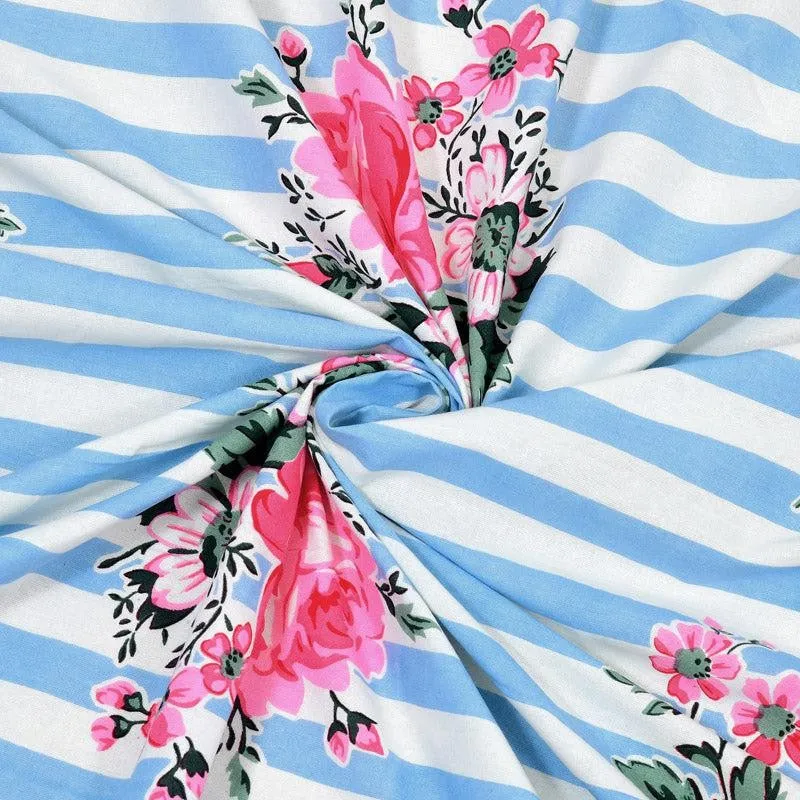 Oliver Floral Cotton Bedsheet (Blue) - 180 TC media 6