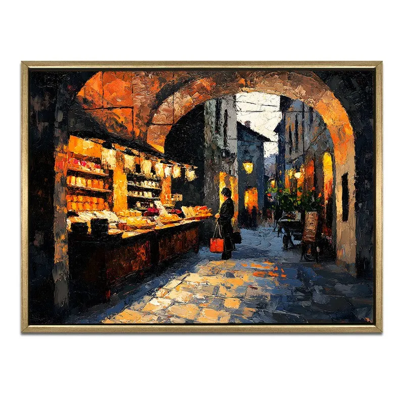 Ancient Alley Canvas Wall Painting With Frame media 3