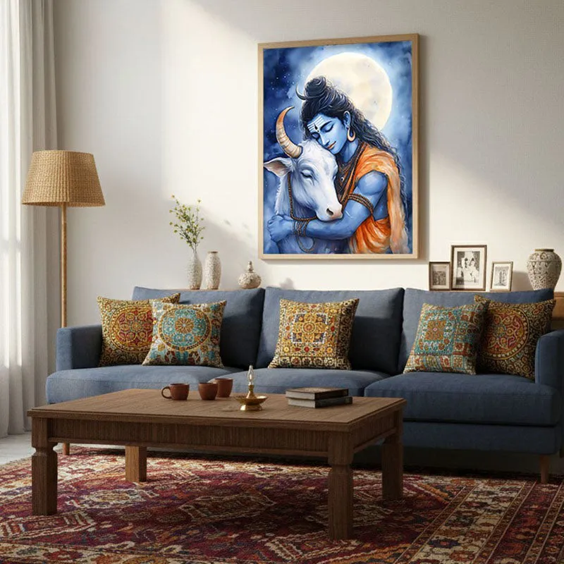 Kailasa Vihari Spiritual Archival Paper Wall Painting - Natural Brown Frame media 3