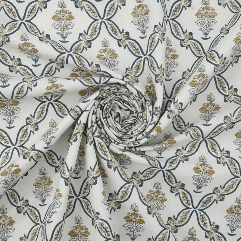 Nawabi Cotton Bedsheet (Grey, Yellow) - 180 TC media 5