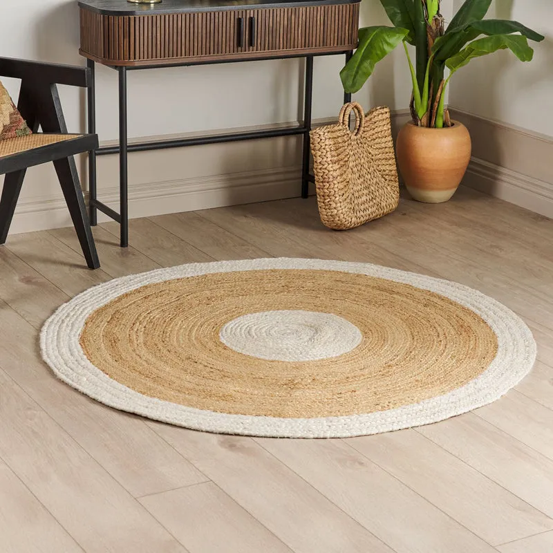 Spiral Craft III Braided Jute Area Rug - White, Beige media 3