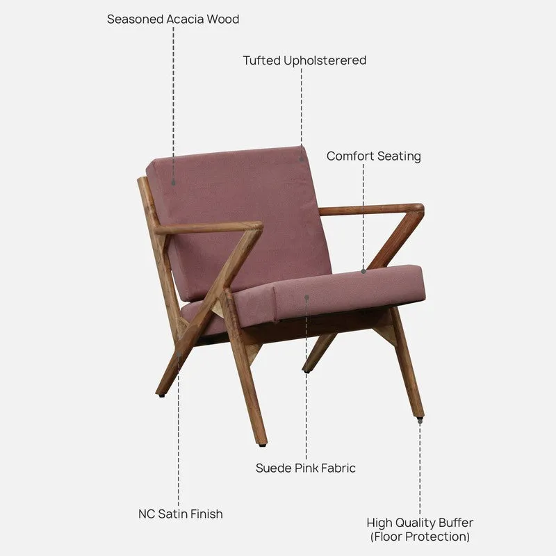 Metrona Acacia Wood Accent Chair - Pink media 12