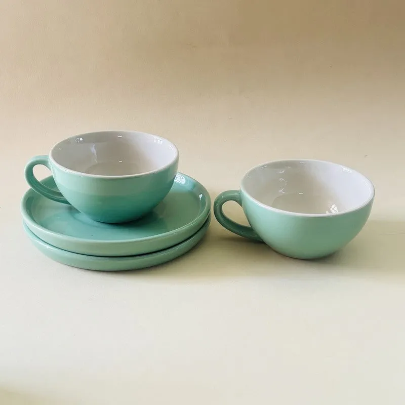 Ceramic Cup & Saucer (Sage Green/240 mL Each) - Set of Two media 4