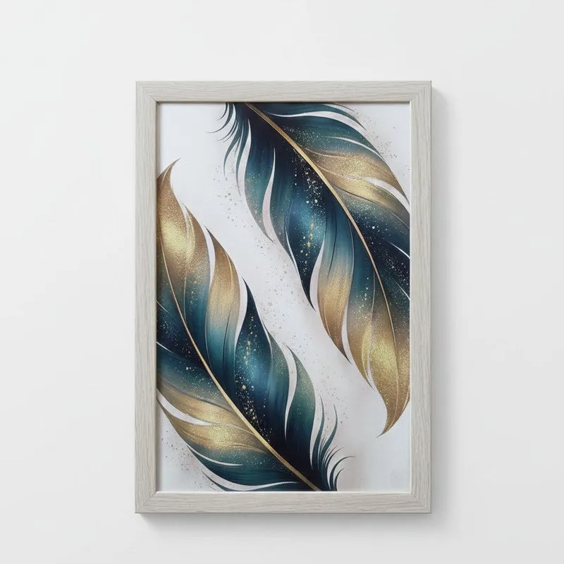 Chic Neutral Feather Wall Painting With Frame - Set Of Three media 4