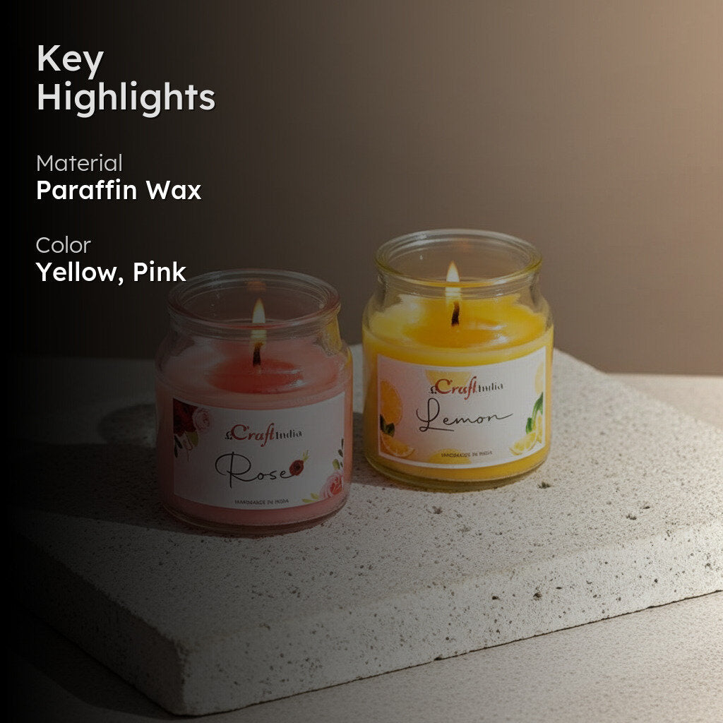 Lemon & Rose Scented Jar Candle - Set Of Two media 2