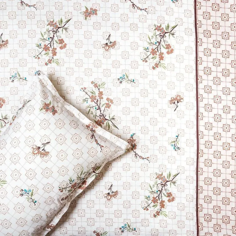 The Pattern Play Cotton Bedsheet (White, Brown) - 170 TC media 3
