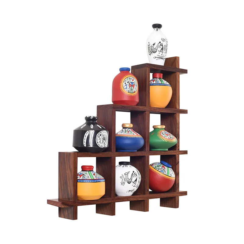 Warli Box Terracotta & Wood Wall Accent - Ten Piece Set media 4