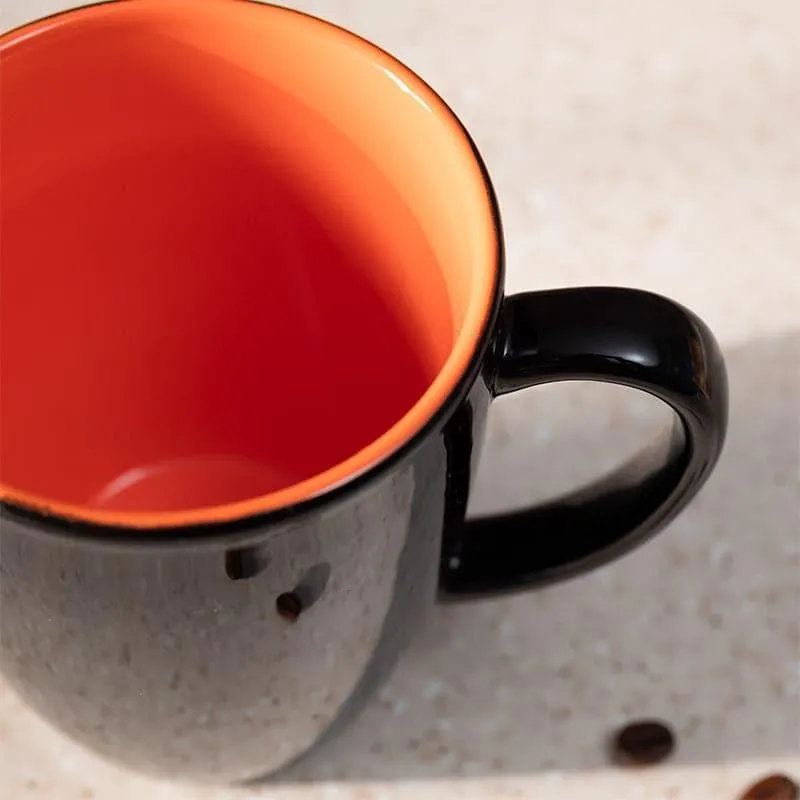 Yuvara Porcelain Coffee Mug (295 mL) - Black,Orange media 3