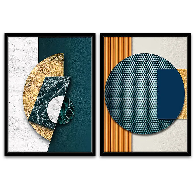 Geometry Of Green Wall Art - Set Of Two media 3