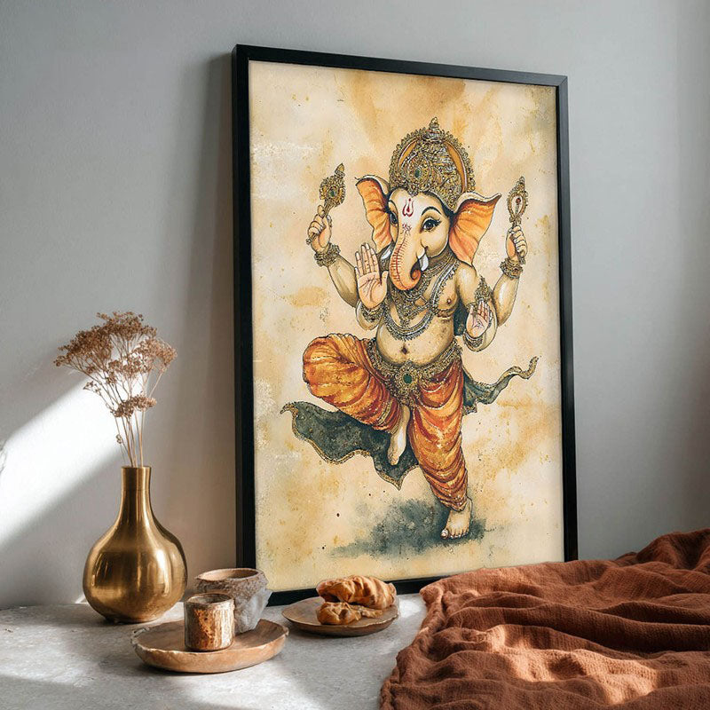 Shiva Shankari Spiritual Archival Paper Wall Painting With Frame - Black media 5