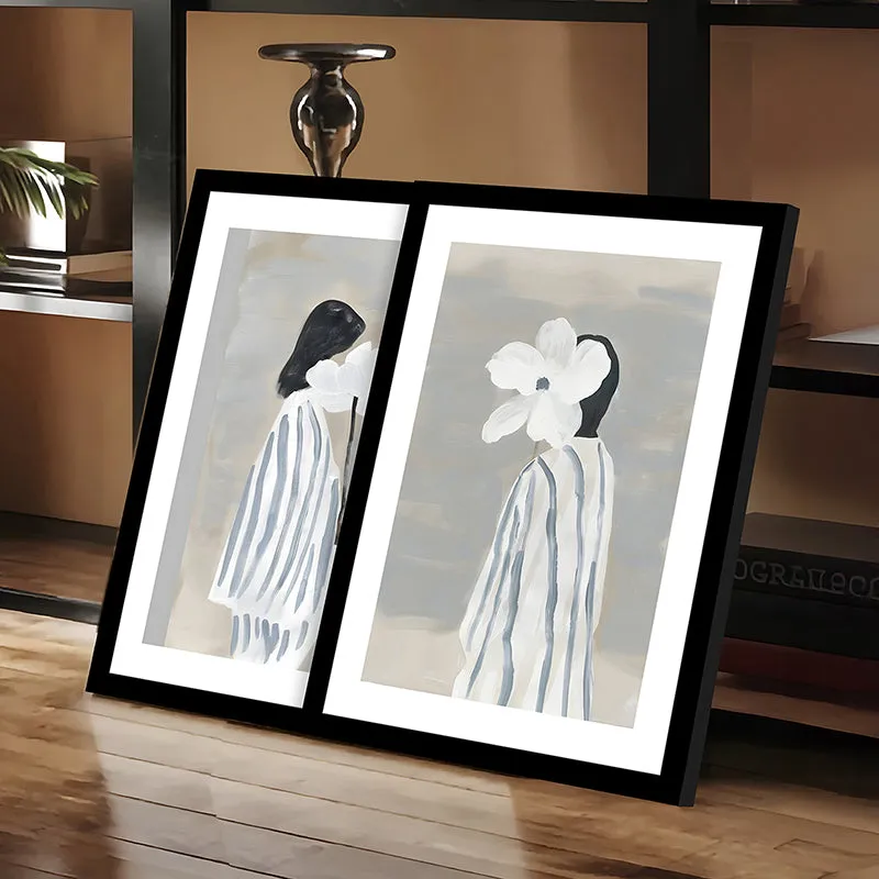 Striped Flora Wall Art With Frame - Set Of Two media 7