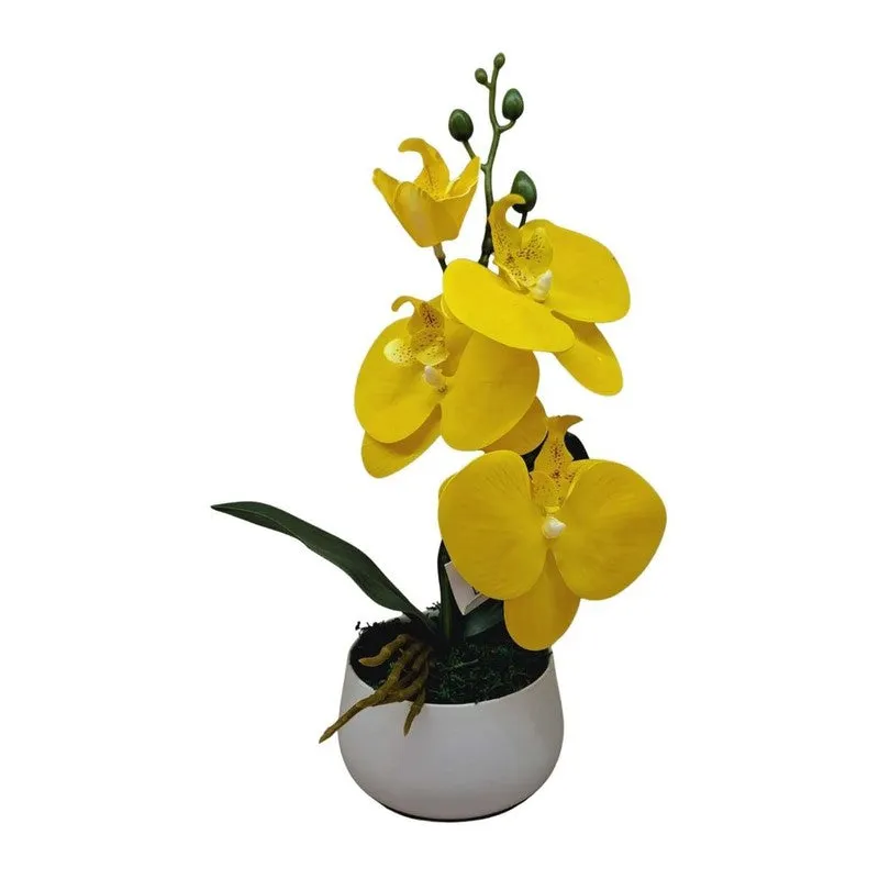 Premium Artificial Orchid Flower Bunch - Yellow media 6