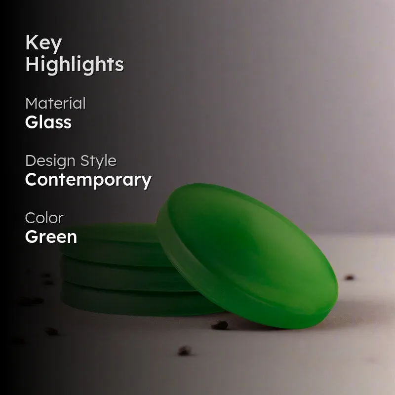 Glossy Drop Glass Coaster (Green) - Set Of Four media 2