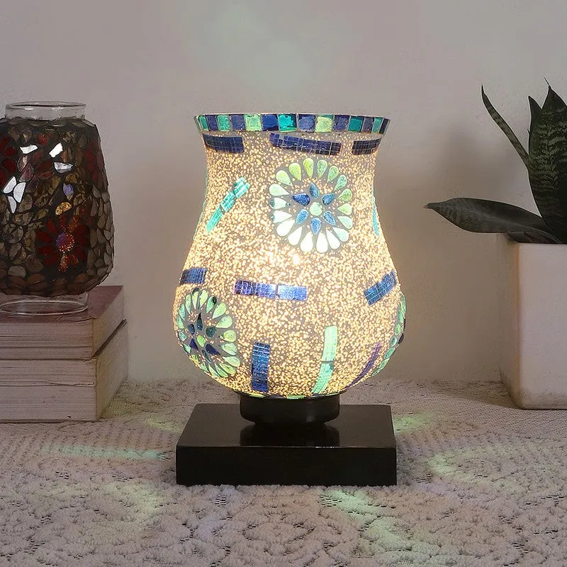 Gleamira Mosaic Glass Wooden Table Lamp - Multicolor media 2