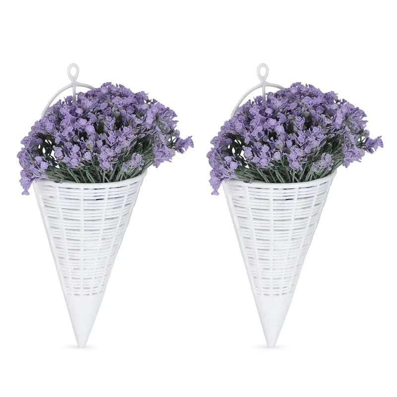 Artificial Flowers (Purple) with Pot - Set Of Two media 5