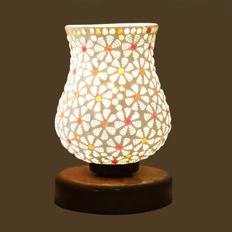 Arvyn Mosaic Glass Table Lamp With Wooden Base - Multicolor media 6