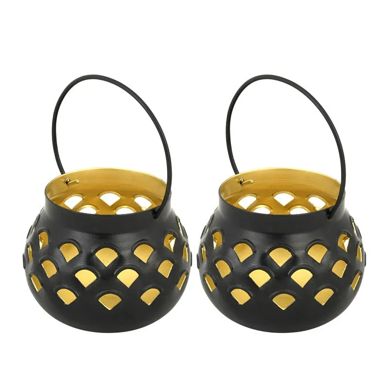 Marakki Matki Tealight Candle Holder (Yellow & Black) - Set Of Two media 4