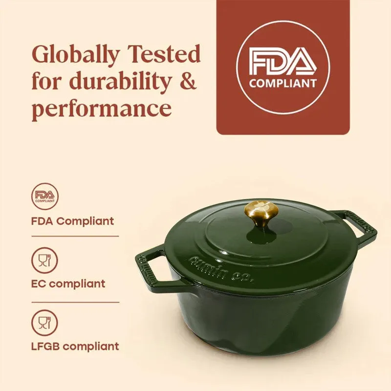 Cumin Co Enamel Cast Iron Cooking Pot (2500 mL) - Green media 7