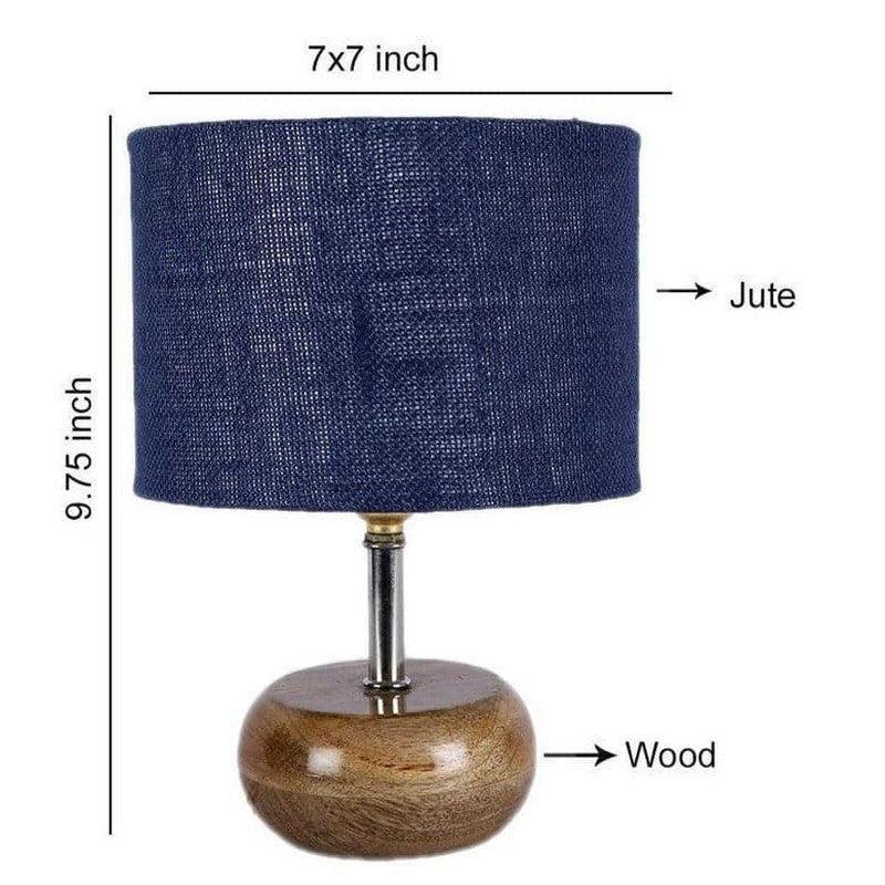 Wood Pebble Fabric Table Lamp - Blue,Brown media 6
