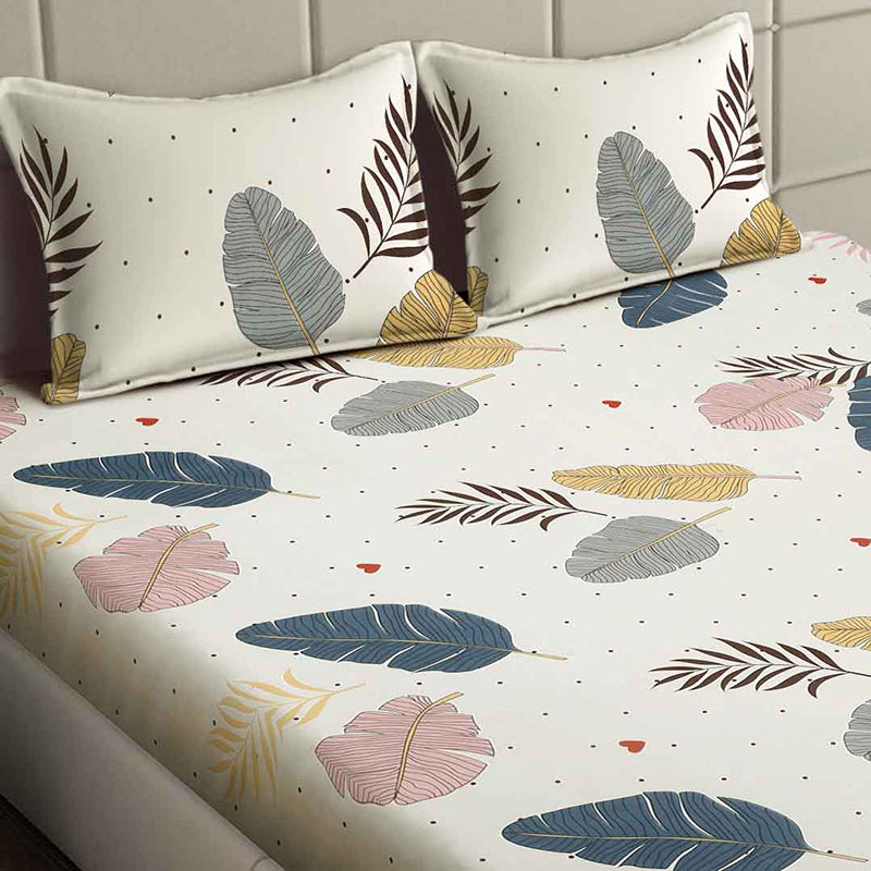 Tropical Leaves Floral Bedsheet - 130 GSM media 4