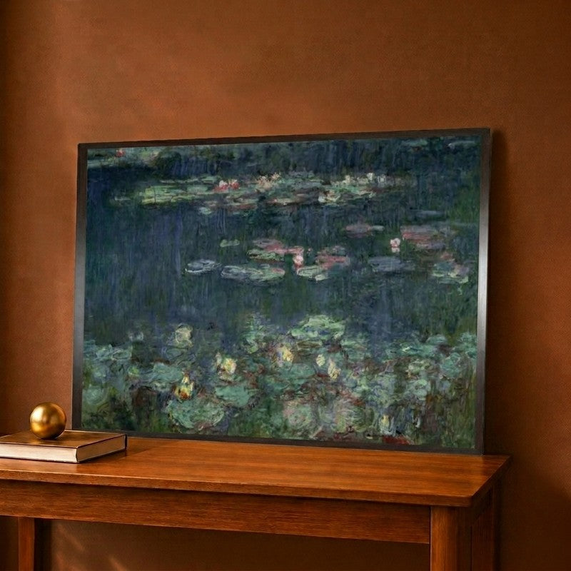 Waterlilies Green Reflections Canvas Wall Painting - 18 x 12 Inches