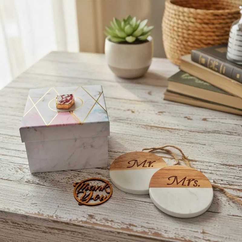 Mocha Marble Engraved Marble Coasters - Set Of Two media 6