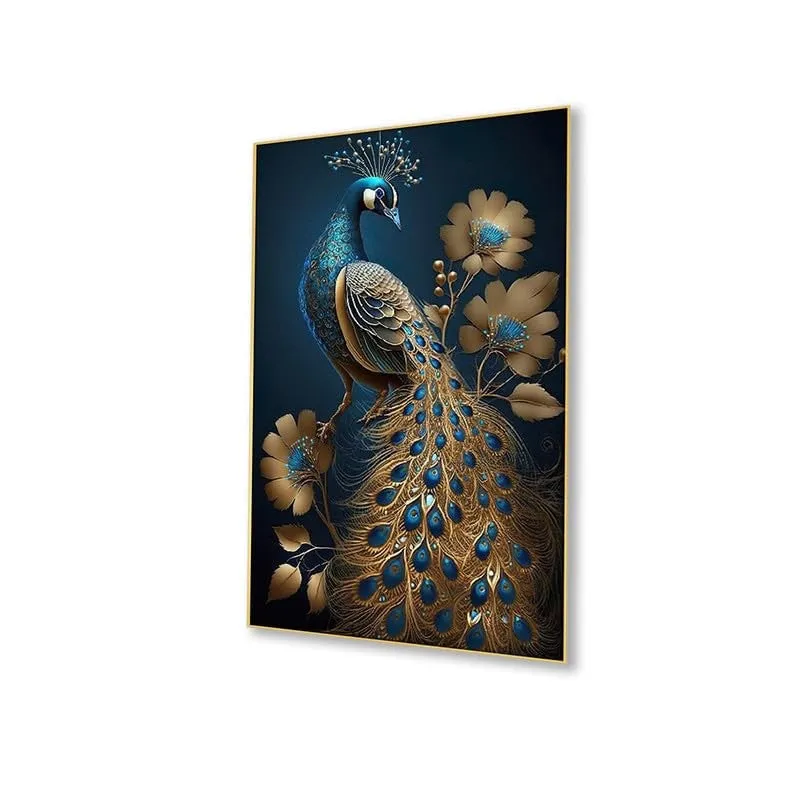 Celestial Peacock Canvas Wall Painting With Frame media 5