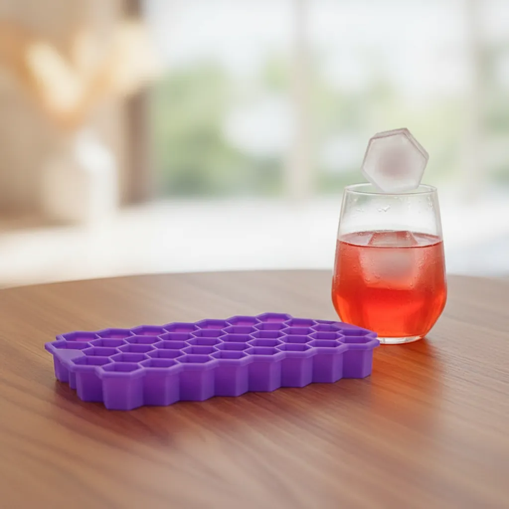 Grid Silicone 37-Cube Ice Mould - Purple media 1