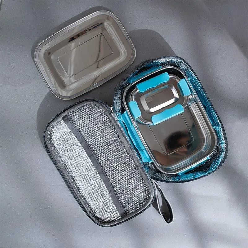 Tasteo Pack Aqua Lunch Box With Insulated Pouch (800/150 mL) - Two Piece Set media 3
