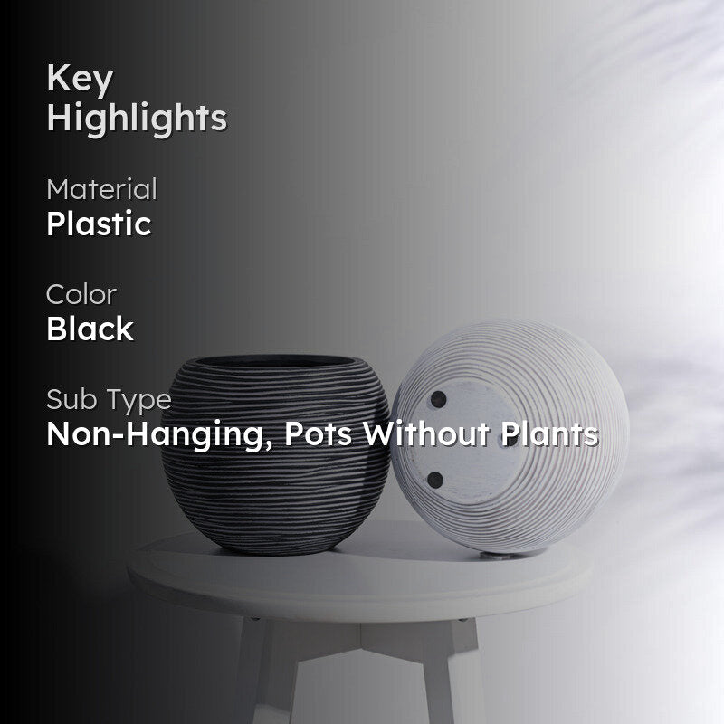 UGAOO Planter Vase Ball Rib - Black media 2