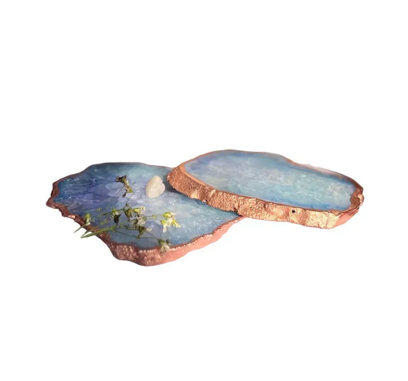 Suzzaine Handcrafted Crystal Agate Coaster (Blue) - Set Of Two media 5