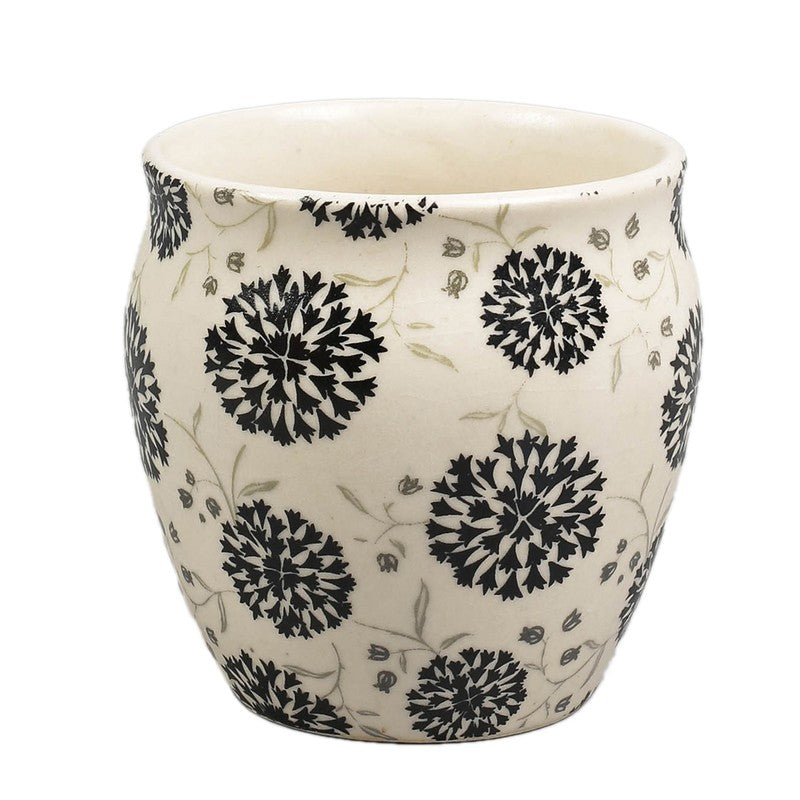 Black Mandala Pattern Stoneware Kulhad(190 ml) - Set Of Six media 3
