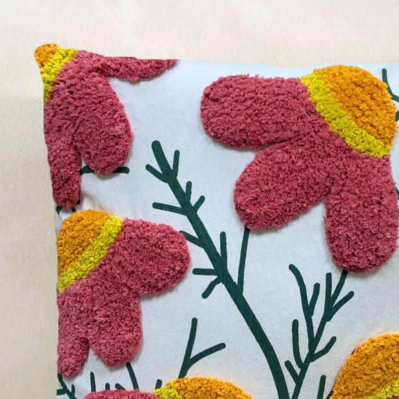Zinnia Bloom Tufted Cushion Cover - Set Of Two media 4