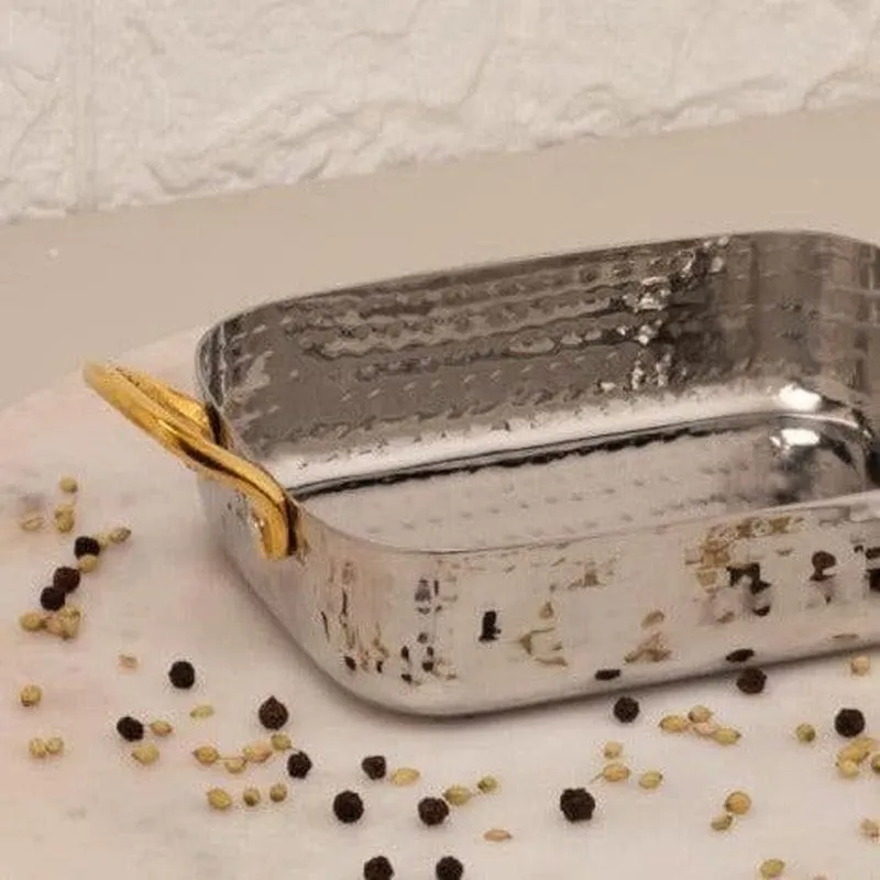 Vintage Charm Hammered Rectangular Serving Pan - 300 ML media 5