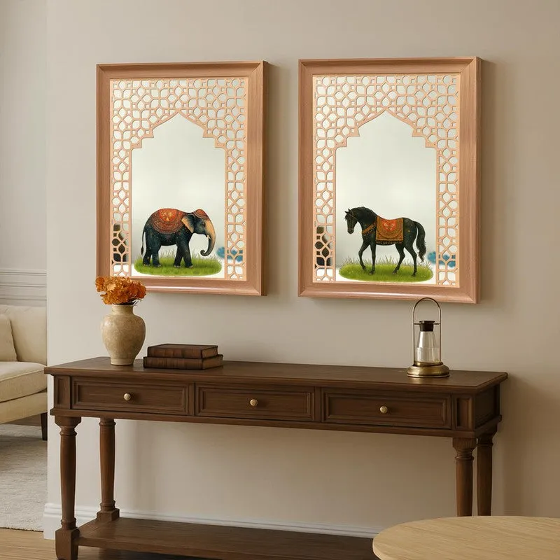 Royal Motif MDF Wall Mirrors - Set Of Two media 4
