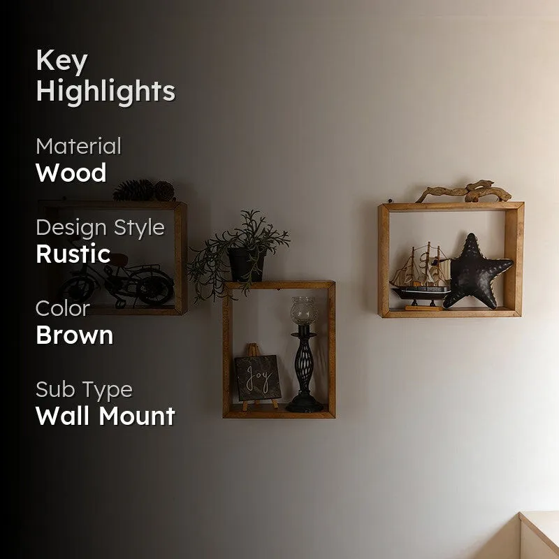 Urban III Rectangular Shaped Set of 3 Wooden Wall Shelves media 2