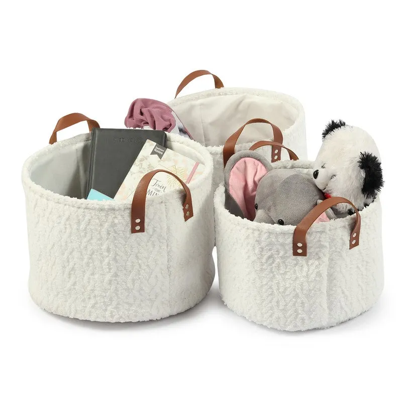 LineNest I Fabric Storage Basket (White) - Set of Three media 5