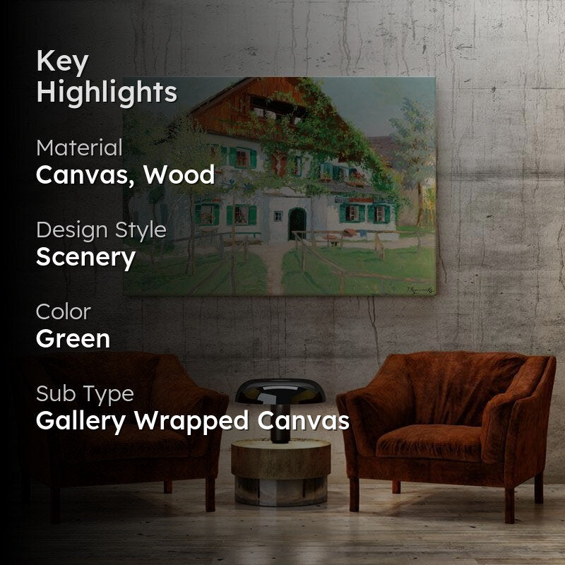 Farmhouse In Summer Light Canvas Painting - Jakob Koganowsky - Gallery Wrap media 2