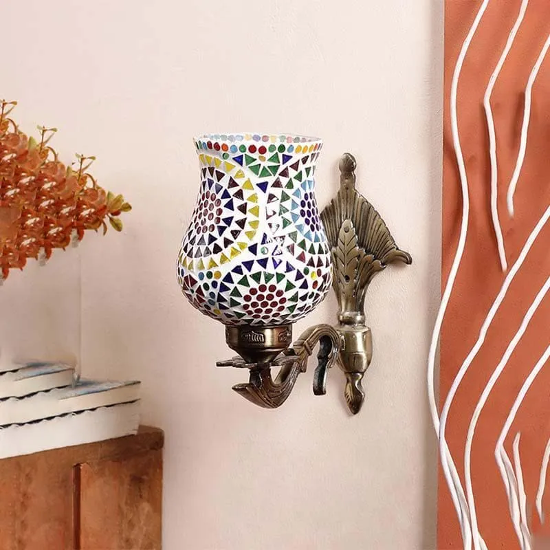 Mandala Pied Glass & Metal Wall Lamp - Multi media 3